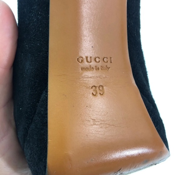 Gucci Black Suede Peep Toe Platforms Size 39 - Picture 8 of 9